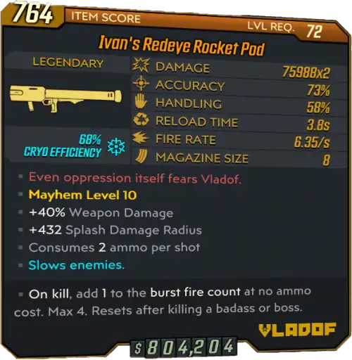 Redeye Rocket Pod • BL3 Legendary Launcher Lootlemon